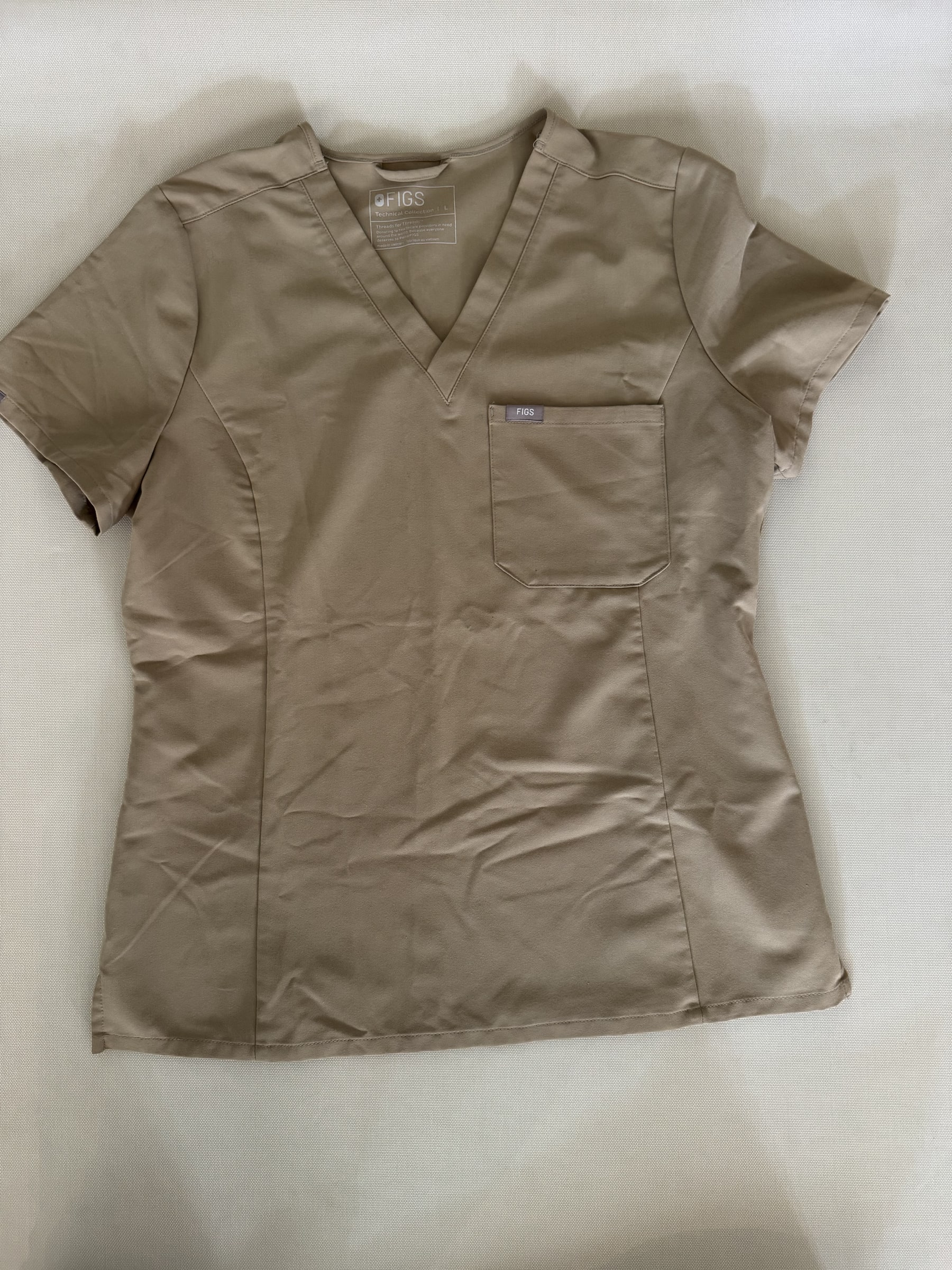 FIGS Female Scrubs Top - Sandstone, Small