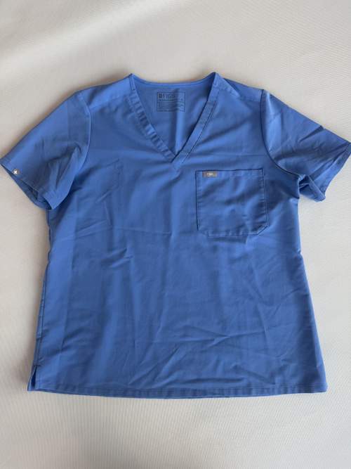 FIGS Female Scrubs Top - Electric Blue, Small